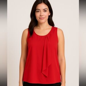 The Limited Womens Red Sleeveless Drape Front Top Size L Scoop Neck Blouse